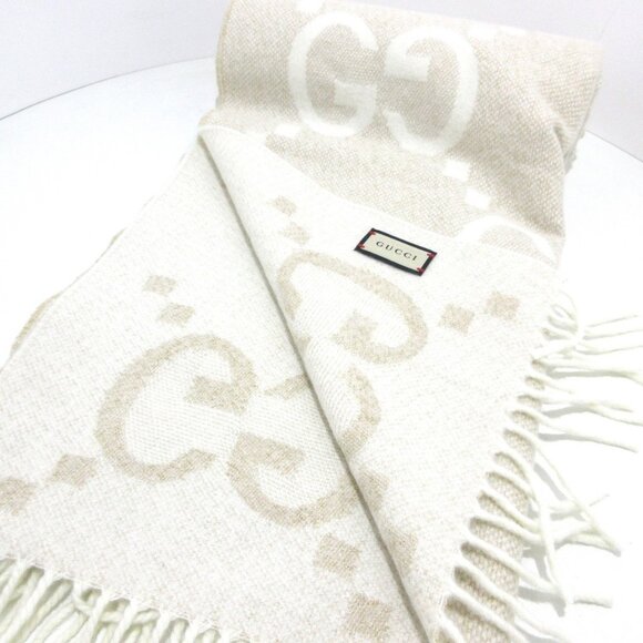 Auth GUCCI GG Cashmere Lame Jacquard Scarf - Picture 15 of 16